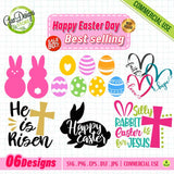 Happy Easter SVG PNG DXF EPS Bundle featuring 6 best selling designs including Christian and Bunny themes - GaoDesigns