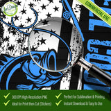 Close-up view of the Reel Cool Dad fishing design showing high-quality print detail for sublimation and stickers.