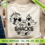  I'm just here for the snacks Disney shirt mockup on kids t-shirt, vacation theme apparel design with snack icons