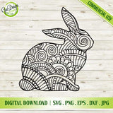 High-resolution digital preview of Mandala Bunny SVG and PNG files showing detailed patterns
