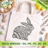 Canvas tote bag mockup featuring an intricate mandala bunny silhouette design