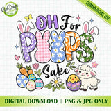 Oh For Peeps Sake Easter PNG sublimation design with colorful bunnies lamb and chick doodles - GaoDesigns