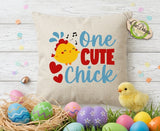 Decorative pillow featuring the One Cute Chick digital design for Easter home decor