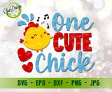 Digital preview of One Cute Chick SVG and PNG files with transparent background and vibrant colors