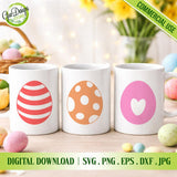 Transparent glass can mockup featuring a pink polka dot Easter egg design for Happy Easter decor