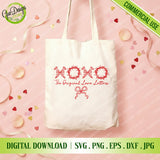 Canvas tote bag printed with red nails and thorns XOXO design, a perfect faith-based gift.