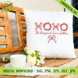 White pillow with "The Original Love Letters" religious quote and red bow., meaningful Valentine Gift