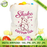 Shake Your Cotton Tail design printed on a canvas tote bag with Easter egg decorations - GaoDesigns