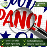 Close-up zoom with a magnifying glass on the Star Spangled Stud SVG file showing clean nodes and smooth lines, ensuring an easy-to-weed experience for vinyl cutting on Cricut and Silhouette machines.