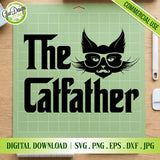 The Catfather design displayed on a green cutting mat, optimized for Cricut and Silhouette cutting machines.