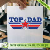 High-quality Top Dad PNG sublimation print being held up, demonstrating the crisp colors and clean edges for heat press and transfer projects.
