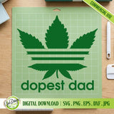 The Dopest Dad SVG design displayed on a green electronic cutting mat, illustrating how the vector file looks when ready for vinyl cutting with DIY craft machines.