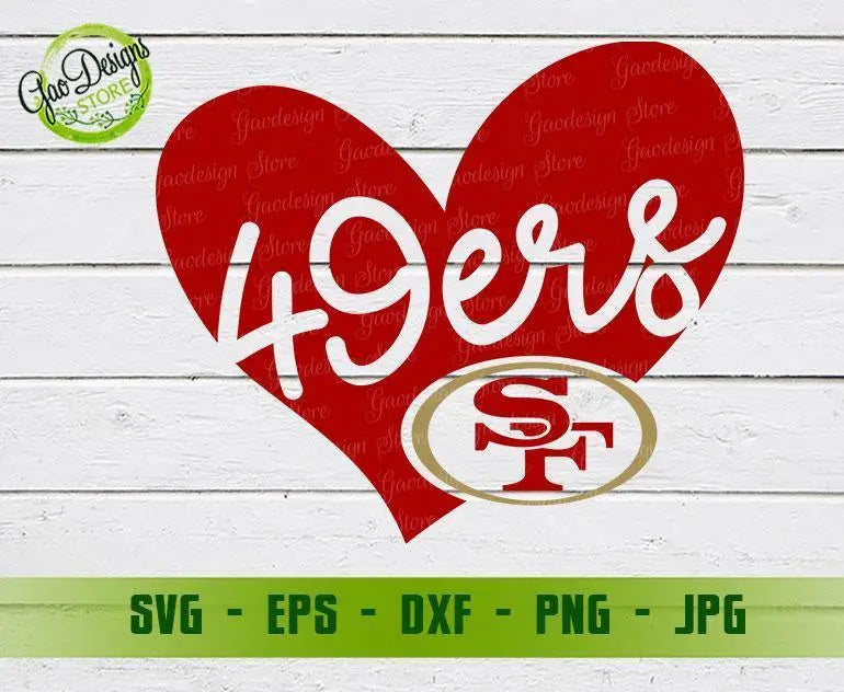 49ers heart svg, San Francisco 49ers svg, San Francisco 49ers clipart, San  Francisco 49ers cricut,png dxf eps jpg pdf