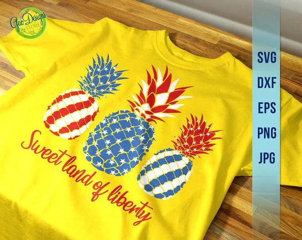 4th of July Svg, Sweet Land of Liberty Svg, Pineapple Svg, America Svg, USA Flag Svg, Patriotic Shirt Svg Cut Files for Cricut, Png, Dxf GaoDesigns Store Digital item