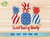 4th of July Svg, Sweet Land of Liberty Svg, Pineapple Svg, America Svg, USA Flag Svg, Patriotic Shirt Svg Cut Files for Cricut, Png, Dxf GaoDesigns Store Digital item