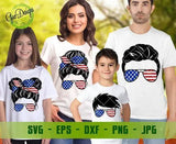 4th of july patriotic Family svg, Matching 4th Of July Family Shirt Designs, Messy Bun SVG 4th Of July svg Cut FIle GaoDesigns Store Digital item