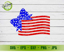 Load image into Gallery viewer, Bow Flag svg Girls 4th of July Svg Patriotic Bow Cut Files Bow stars and stripes svg file for cricut GaoDesigns Store Digital item
