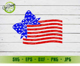 Bow Flag svg Girls 4th of July Svg Patriotic Bow Cut Files Bow stars and stripes svg file for cricut GaoDesigns Store Digital item