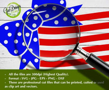 Load image into Gallery viewer, Bow Flag svg Girls 4th of July Svg Patriotic Bow Cut Files Bow stars and stripes svg file for cricut GaoDesigns Store Digital item
