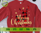 Buffalo Plaid Reindeer SVG, Merry Christmas svg, Reindeer Svg Digital Download, Buffalo Plaid Cut file, Red Plaid Christmas svg cut file GaoDesigns Store Digital item