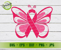 Butterfly Awareness Ribbon SVG Breast Cancer Awareness svg, cancer awareness svg file for cricut Pink ribbon svg GaoDesigns Store Digital item