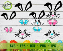 Load image into Gallery viewer, Easter Bunny Face SVG, Easter Bunny svg bundle Bunny Ears SVG, Bunny Feet PNG, Monogram Easter Bunny svg, Monogram Cut File Easter svg GaoDesigns Store Digital item
