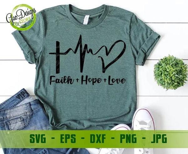 Faith Hope Love Heartbeat svg cut files for cricut silhouette Religious ...