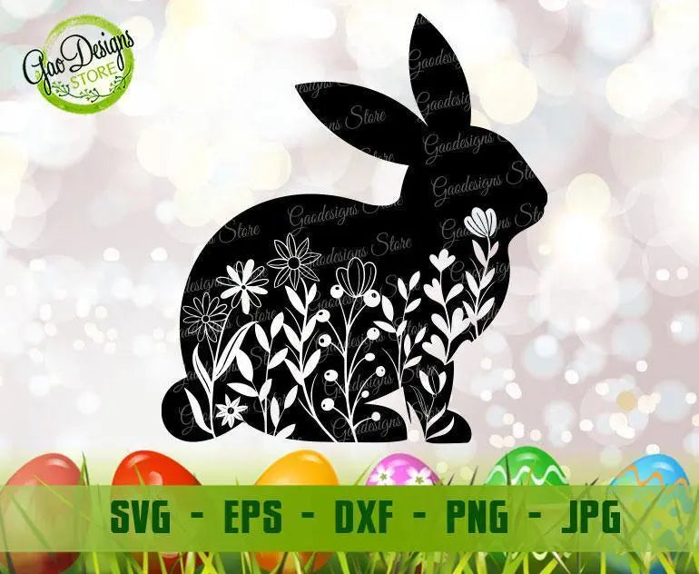 Happy Easter with Bunny Stencil Design - SVG FILE ONLY