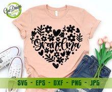 Load image into Gallery viewer, Grandma flower heart svg Nana SVG, Happy Mother&#39;s Day Svg, Grandma Heart Svg, Mom Shirt svg, Mom Life Svg, Grandmother svg Mothers Svg Cut Files For Silhouette GaoDesigns Store Digital item
