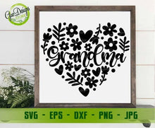 Load image into Gallery viewer, Grandma flower heart svg Nana SVG, Happy Mother&#39;s Day Svg, Grandma Heart Svg, Mom Shirt svg, Mom Life Svg, Grandmother svg Mothers Svg Cut Files For Silhouette GaoDesigns Store Digital item
