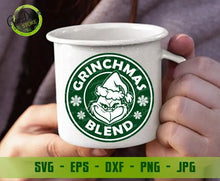 Load image into Gallery viewer, Grinchmas Blend Coffee SVG, Grinch Christmas svg cut file, Starbuck inspired Grinchmas Logo round, Mr Grinch Coffee lover GaoDesigns Store Digital item
