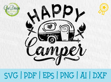 Load image into Gallery viewer, Happy Camper Digital Cut File, Camping svg, Travel svg, Camping quote svg, Camper svg cut files, silhouette GaoDesigns Store Digital item
