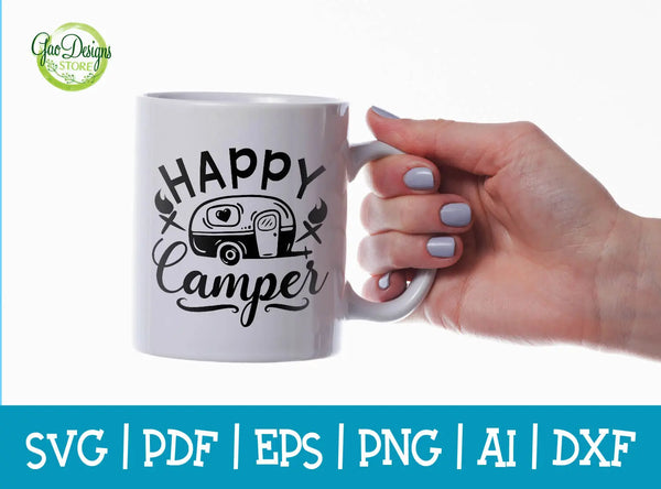 Happy Camper Digital Cut File, Camping svg, Travel svg, Camping quote ...