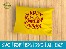 Load image into Gallery viewer, Happy Camper Digital Cut File, Camping svg, Travel svg, Camping quote svg, Camper svg cut files, silhouette GaoDesigns Store Digital item
