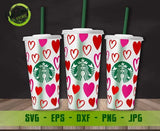 Hearts Starbucks Coffee SVG file Valentines Starbucks coffee CUT file Full Wrap For Starbucks Venti Cold Cup 24 oz GaoDesigns Store Digital item