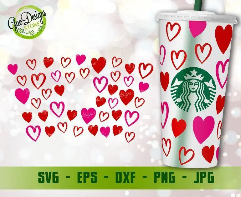Valentine's day cup 24 oz, full wrap for Valentines cup SVG
