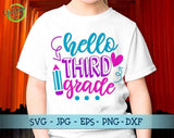 Hello Third grade svg cut file, 3rd grade shirt, 3rd day of school, third day of school svg, shirt for students svg GaoDesigns Store Digital item