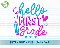 Hello first grade svg cut file, 1st grade shirt, 1st day of school, first day of school svg, shirt for students svg GaoDesigns Store Digital item