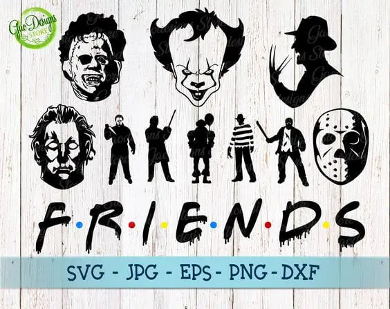 Horror character svg, Friends Horror svg, Freddy Krueger svg, Jason Voorhees, Michael Myers, Pennywise, Leatherface friends hallowen shirt svg GaoDesigns Store Digital item