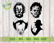 Load image into Gallery viewer, Horror character svg, Friends Horror svg, Freddy Krueger svg, Jason Voorhees, Michael Myers, Pennywise, Leatherface friends hallowen shirt svg GaoDesigns Store Digital item
