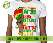 Load image into Gallery viewer, July 4th Juneteenth 1865 Because My Ancestors Werent Free In 1776 SVG Black History Freedom Day svg GaoDesigns Store Digital item
