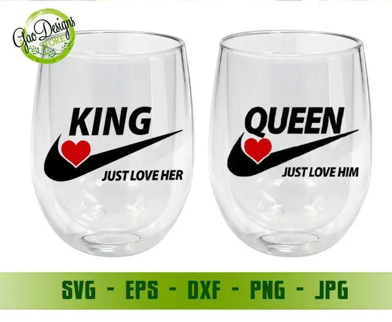King Queen Nike matching svg Valentines Couple svg  Anniversary Svg, Valentine shirt svg, Couple shirt svg, Wedding svg file for cricut GaoDesigns Store Digital item