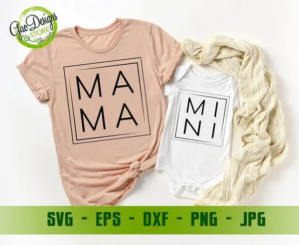 Mama SVG, Mini SVG, Mama and mini svg set, Mom svg, Mama boxed svg Digital Cut FIle, Svg, Dxf, Eps, Png, Jpeg GaoDesigns Store Digital item