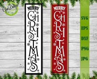 Merry Christmas Vertical Sign SVG cut file, Farmhouse Rustic style SVG file for front porch sign Christmas Porch Sign Svg, WelcomeSign Svg GaoDesigns Store Digital item