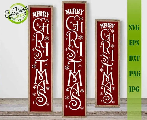 Merry Christmas Vertical Sign SVG cut file, Farmhouse Rustic style SVG ...