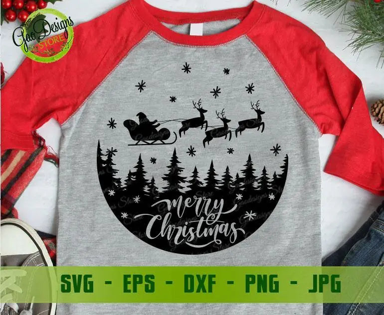Merry Christmas svg, Santa Sleigh Reindeer Svg, Flying Santa svg, Reindeer svg, Christmas Scene svg, Funny Christmas Shirts svg, Holiday Svg GaoDesigns Store Digital item