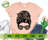 Messy Bun bandana Leopard svg, Girl with lashes Svg, Mom life svg, Hair Bun Silhouettes Svg GaoDesigns Store Digital item