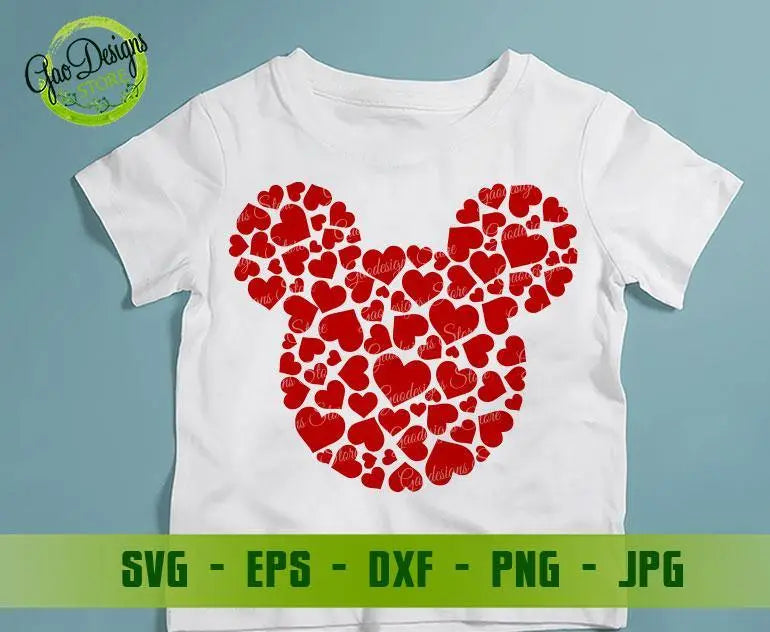 Mickey Hearts svg, Mickey Valentine's day svg, Disney Valentine svg, Mickey Ears, Kids Valentines Day svg Cutting files for CriCut GaoDesigns Store Digital item