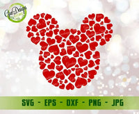 Mickey Hearts svg, Mickey Valentine's day svg, Disney Valentine svg, Mickey Ears, Kids Valentines Day svg Cutting files for CriCut GaoDesigns Store Digital item