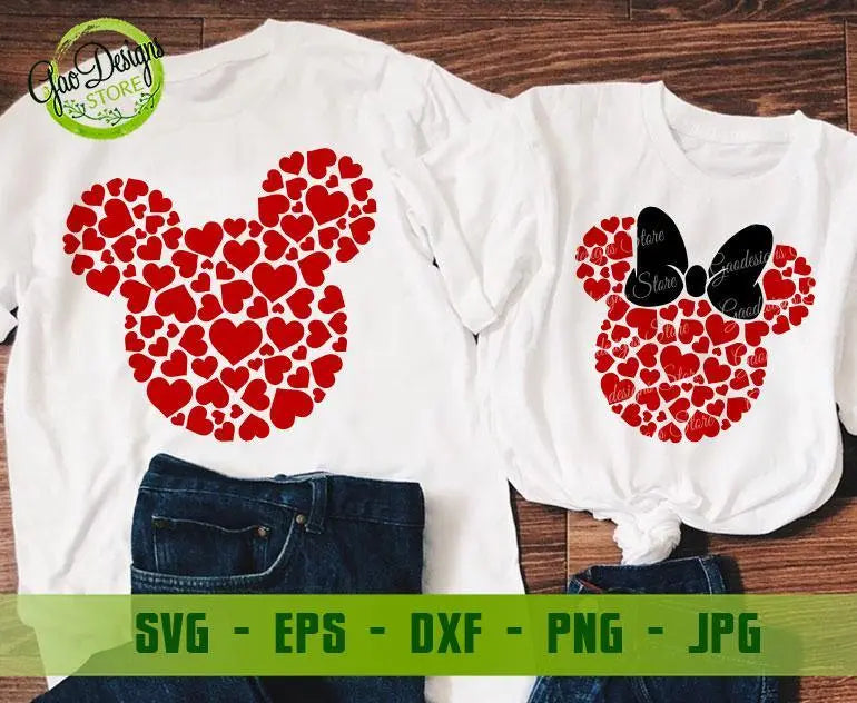 Mickey Hearts svg, Mickey Valentine's day svg, Disney Valentine svg, Mickey Ears, Kids Valentines Day svg Cutting files for CriCut GaoDesigns Store Digital item